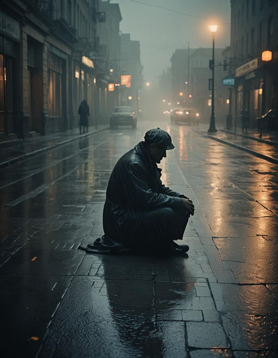 Mysterious Figure in Shadows: A Film Noir Scene