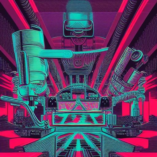 Intricate Synthwave Art Inspired by Dan Mumford