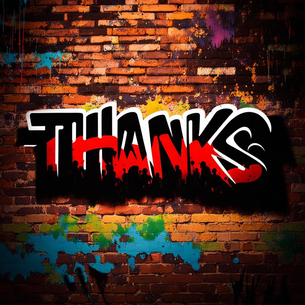 Graffiti Art: "Thanks" on Brick Wall