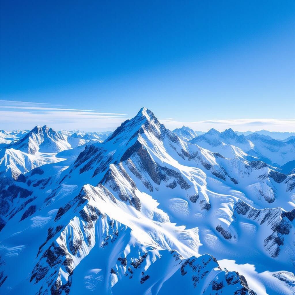 Cinematic Aerial View Above Snowy Alps Mountains