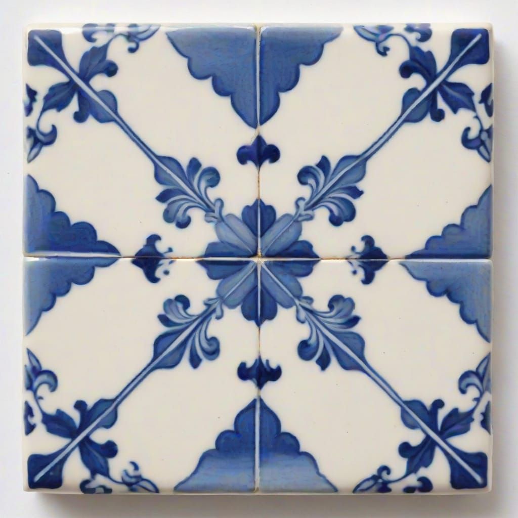 Delft Tile Artwork in XVII Century Holland Style
