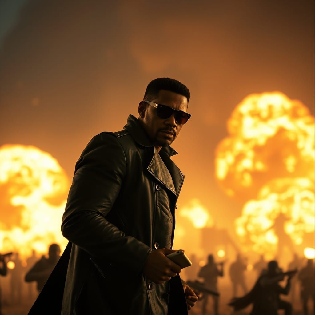 Nick Fury on Battlefield as Film Still