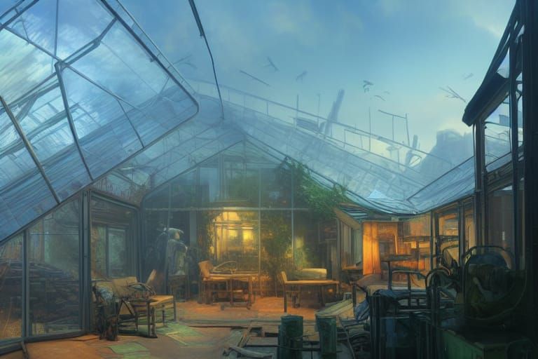 Futuristic Greenhouse Settlement Concept Art