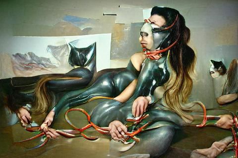 Latex Woman with Cat Ears in Joseph Lee Style