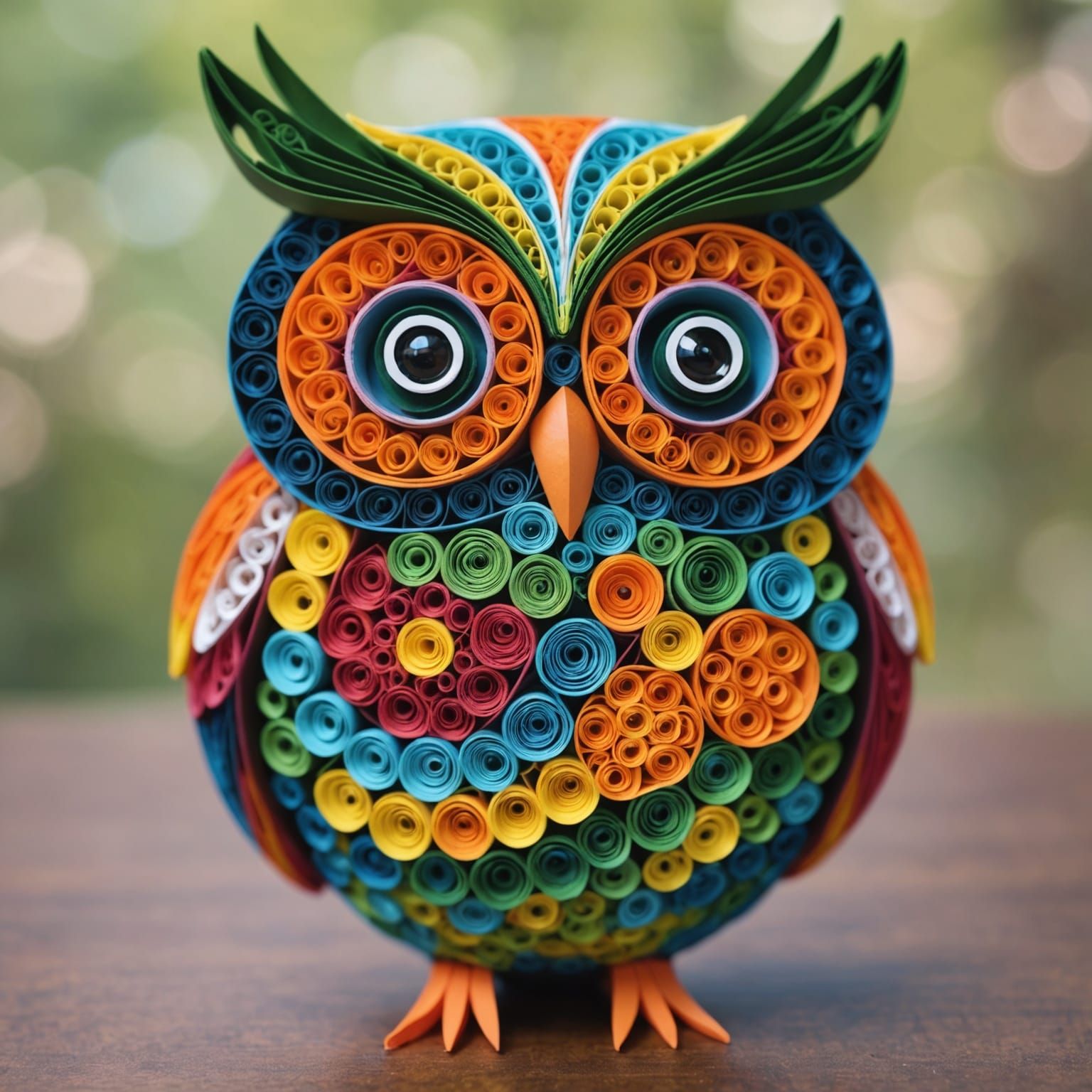 Colorful Quilled Owl in Professional Photo