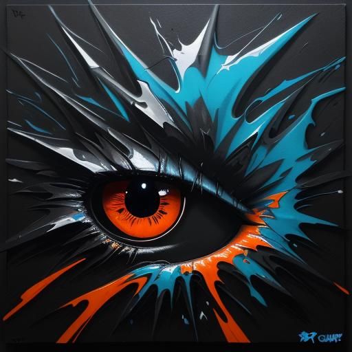 Colorful Dragon with Blue Eyes in Graffiti Style