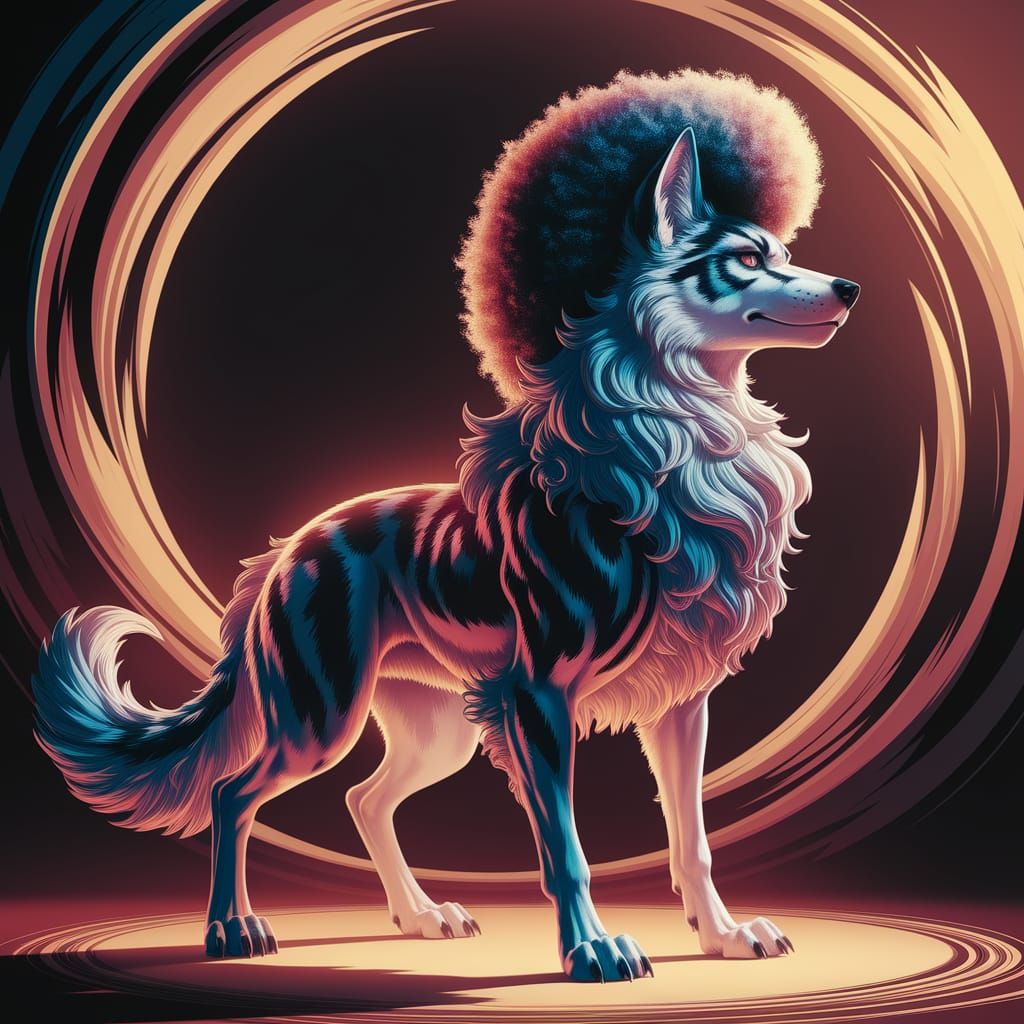 Majestic Sylverwolf with Afro in Detailed Rendering