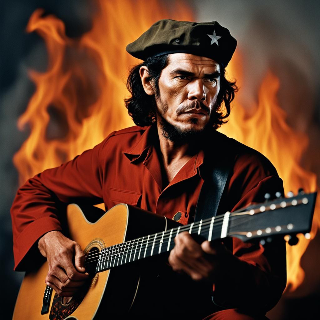 Che Guevara Plays Guitar: Professional Portrait