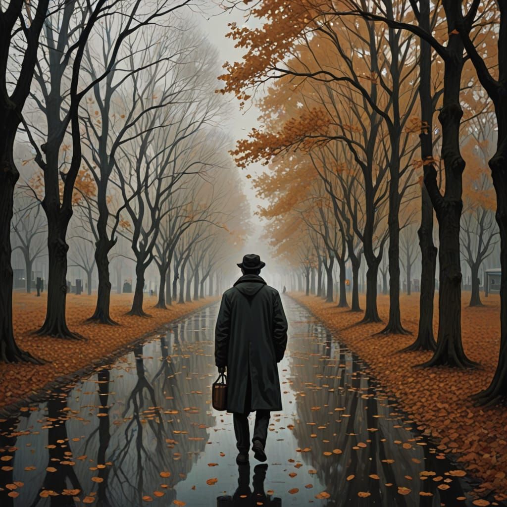 Melancholic Crowd Scene Reflecting Loneliness