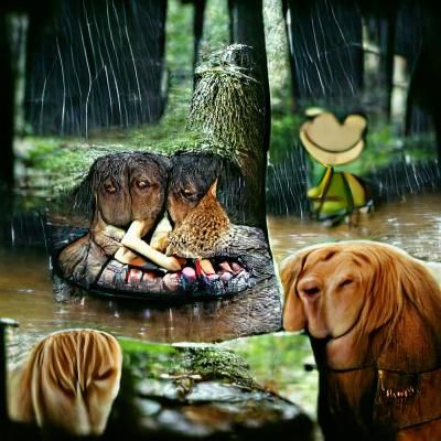 Rainy Forest Friendship: Campfire Calm