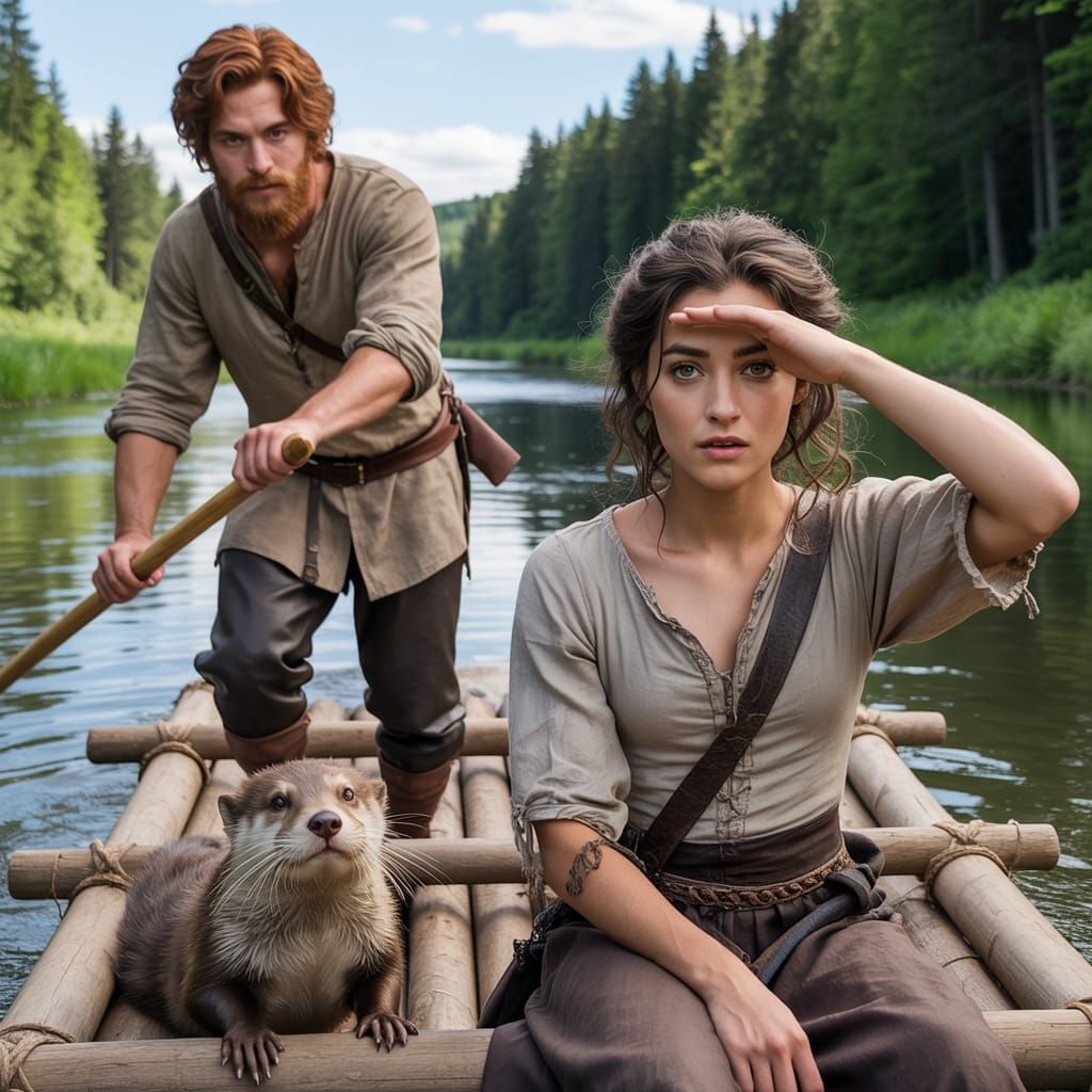 Medieval Couple's River Journey in Hyperdetailed CGI