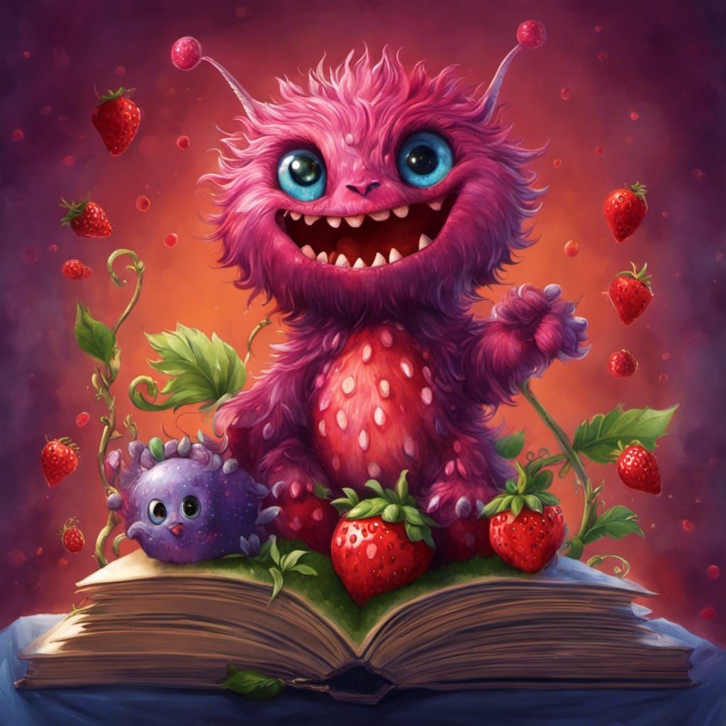 Strawberry Monster's First Day: Hyperdetailed Illustration