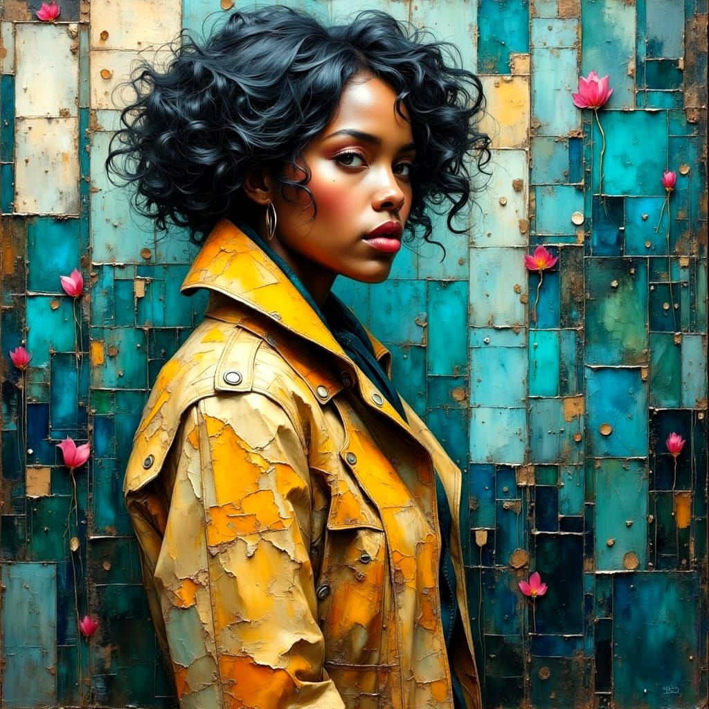 Textured Portrait in Mixed Media Style