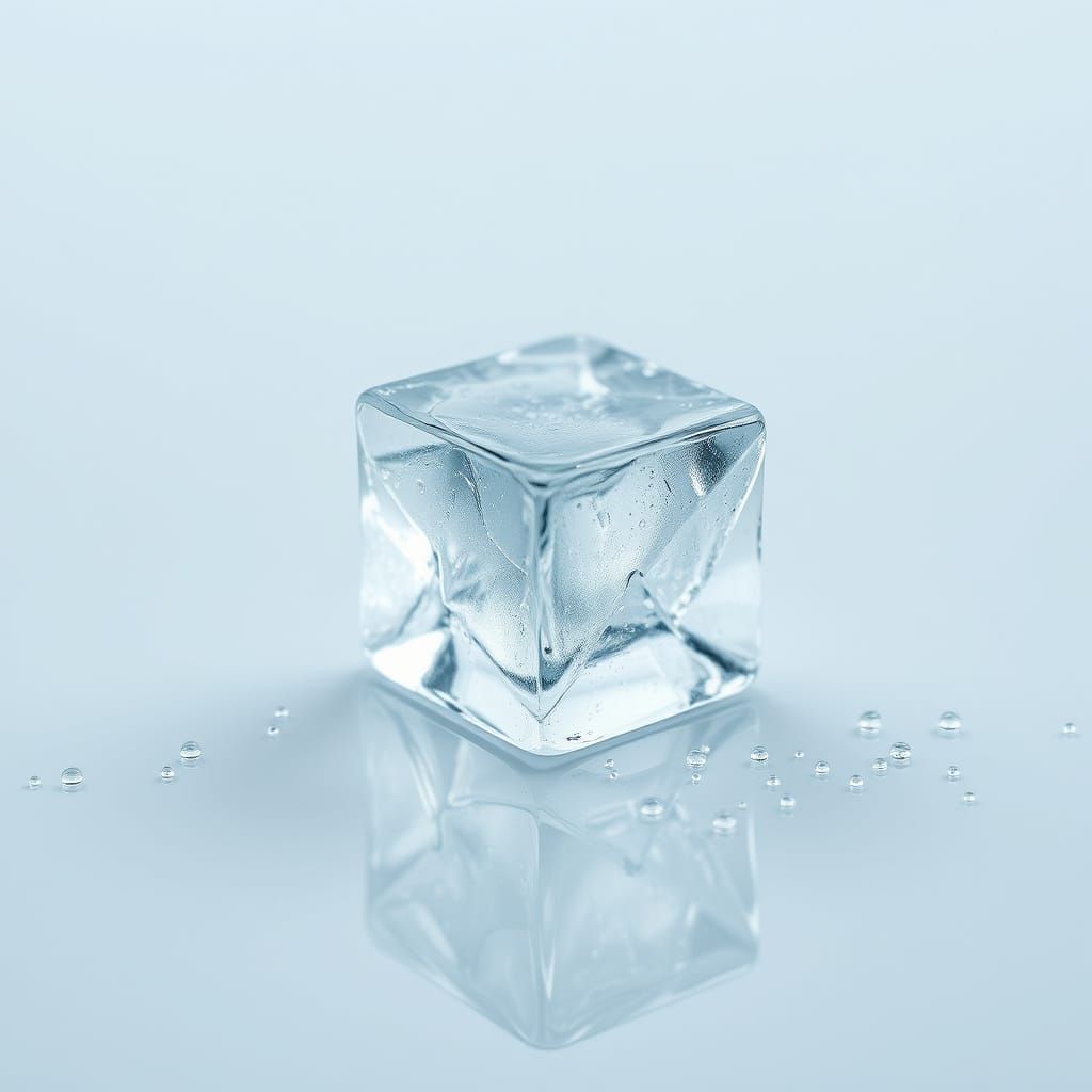 Crystal Clear Ice Cube on Glass