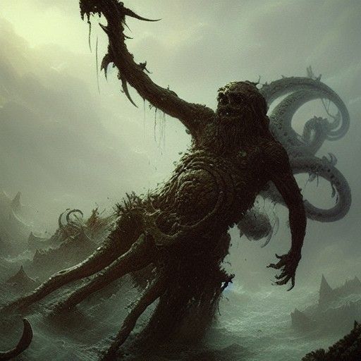 Kraken Unleashed: A Hyperdetailed Ethereal Horror Fantasy