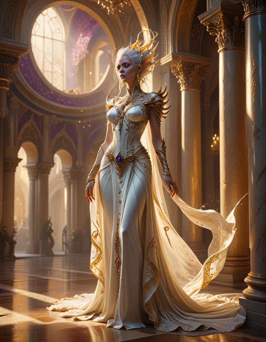 Decadent Slaanesh Goddess in Ornate Palace