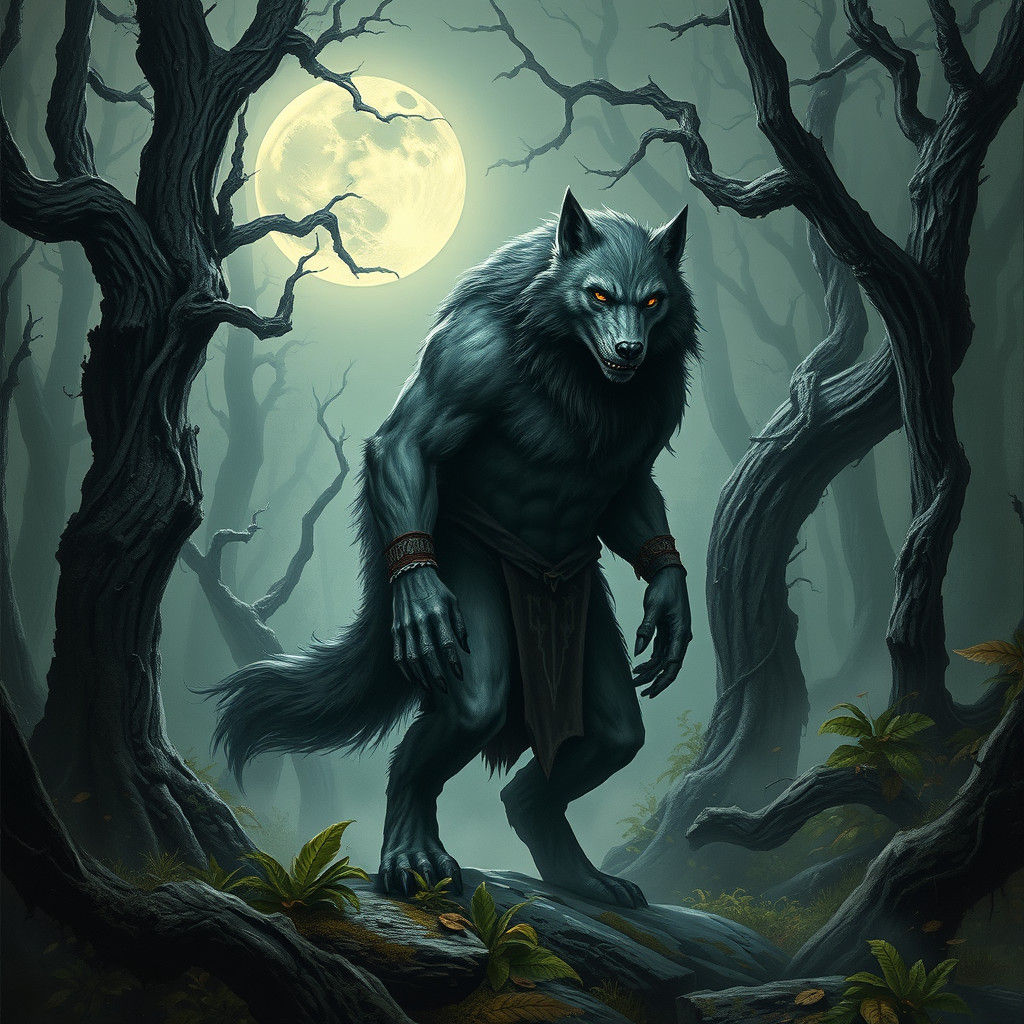 Medieval Werewolf in Gothic Romantic Forest