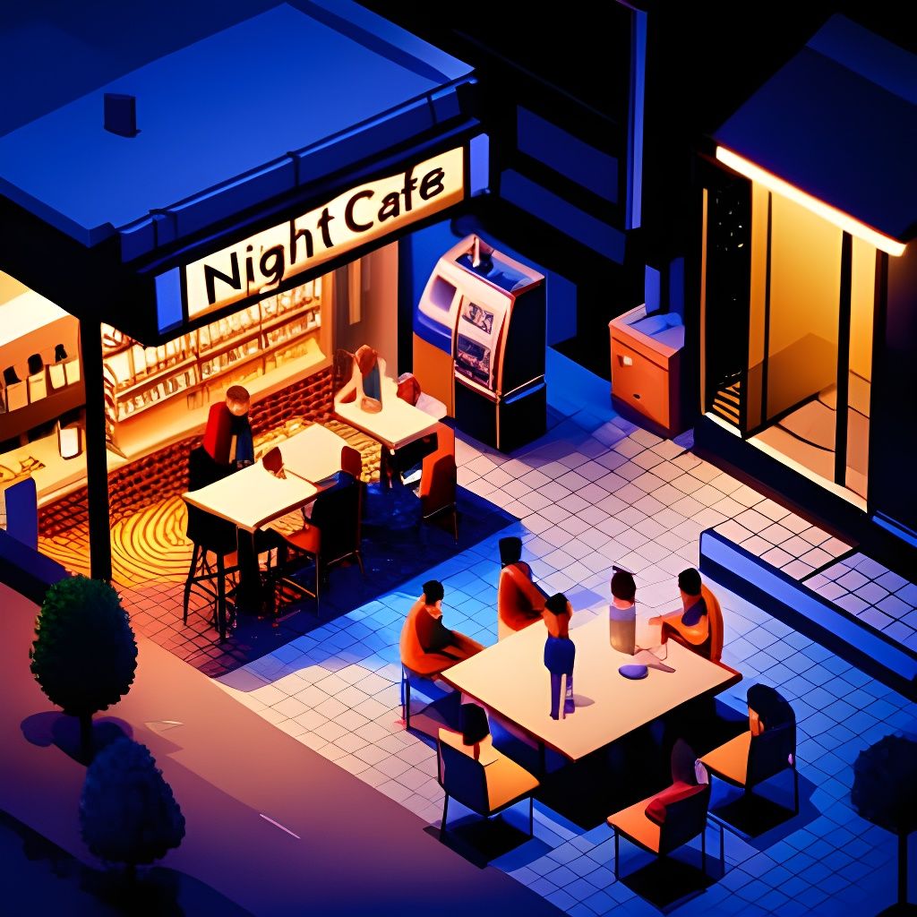 Night Cafe Gathering Under Warm Lights