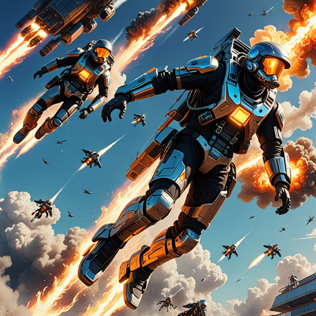 Heroes Soar Through the Skies on High-Tech Jetpacks in a Fut...