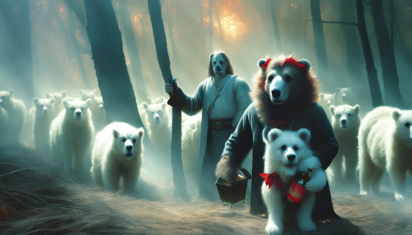 Ethereal Teddy Bear in Misty, Divine Light