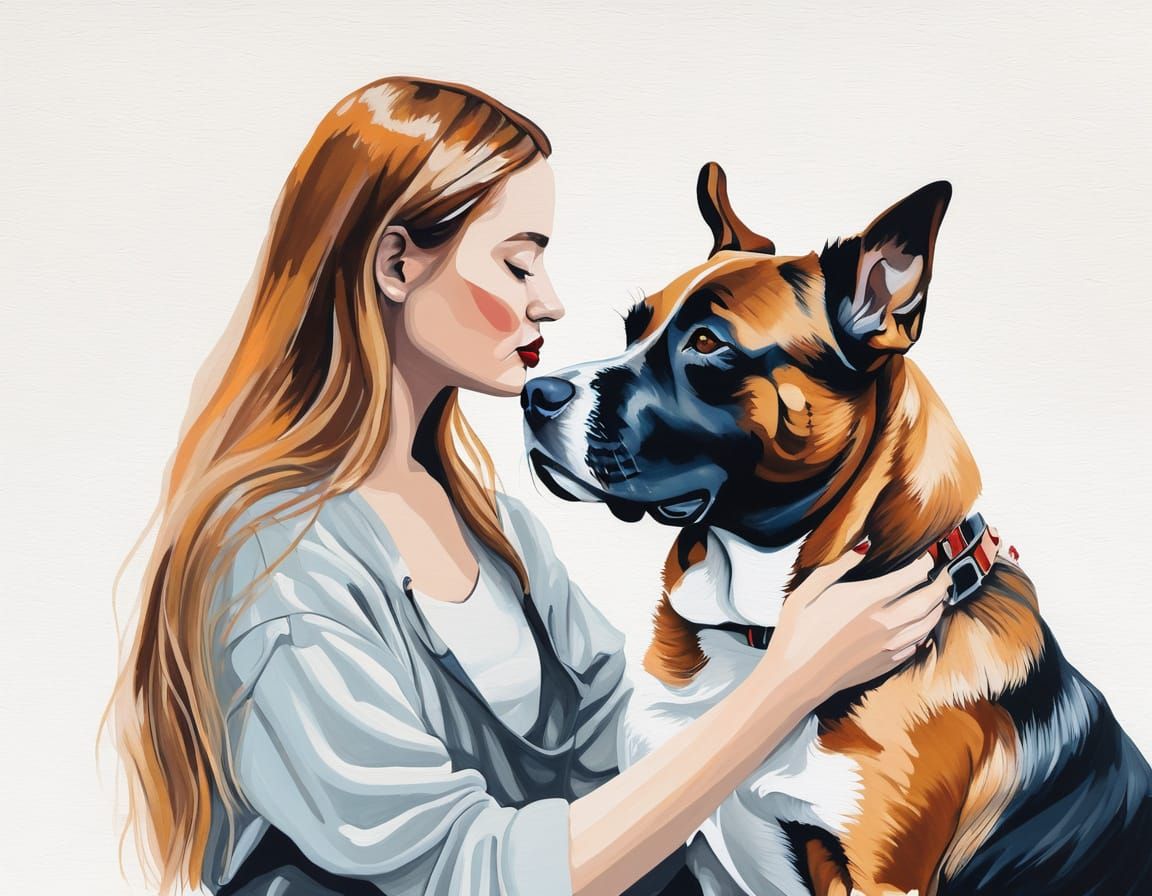 Touching Portrait of a Girl and Her Dog