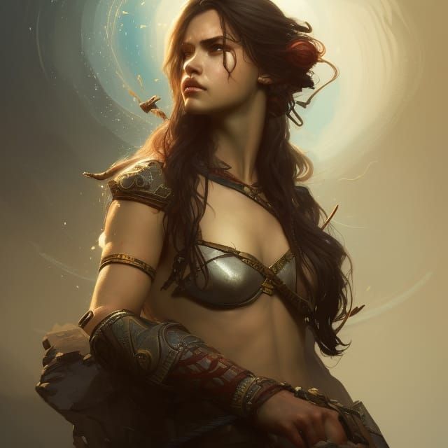 Warrior Princess Portrait in Hyperdetailed Style