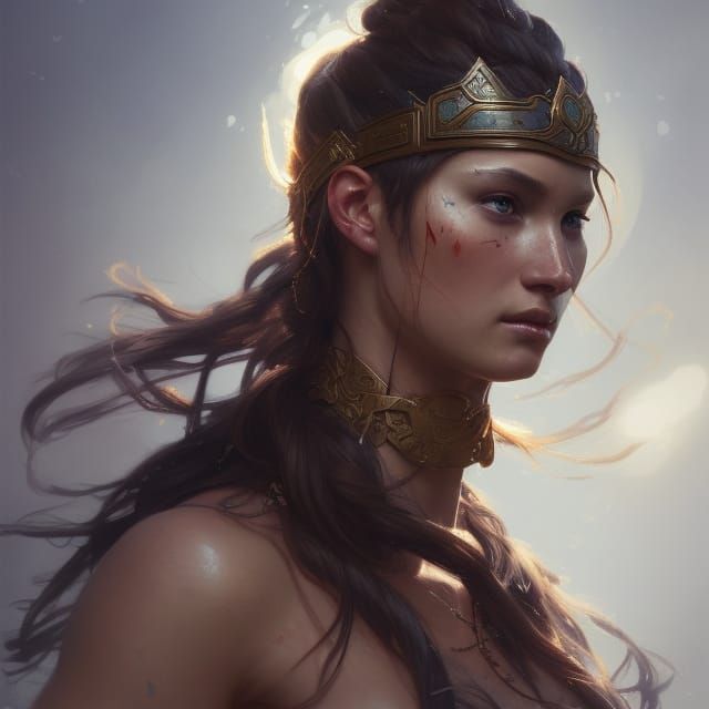 Warrior Princess Portrait in Hyperdetailed Digital Art