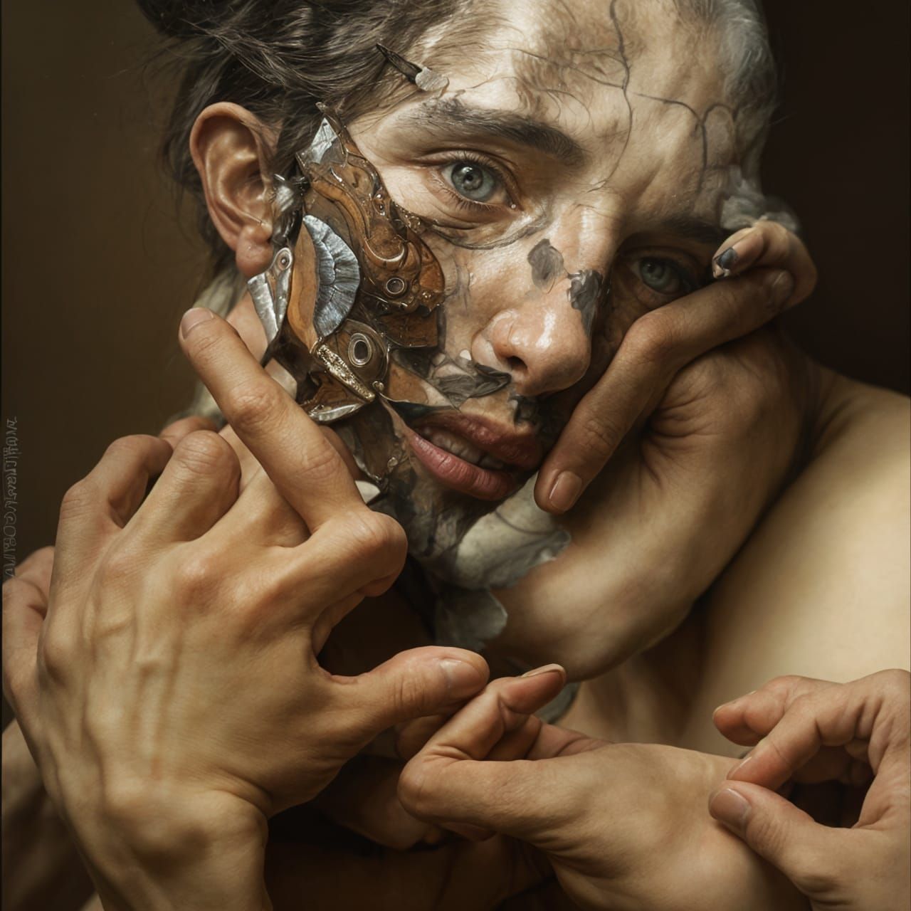 Hyperreal Portrait with Magic Particles, Digital Art