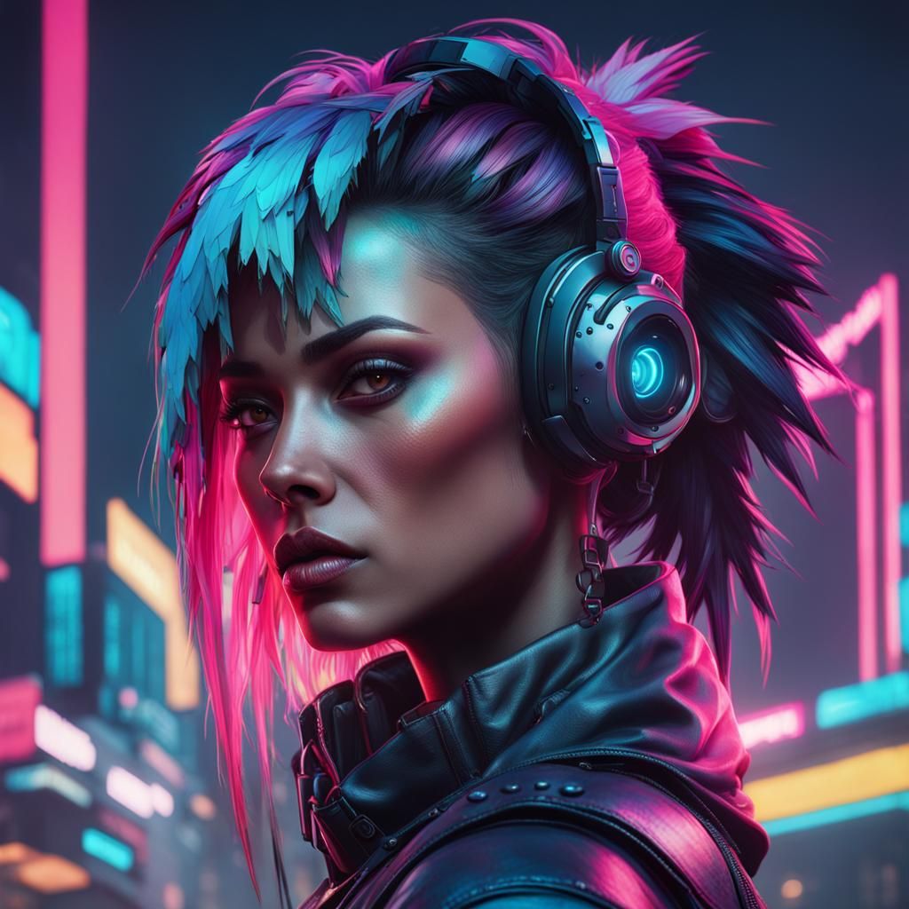 Cyberpunk Portrait with Dynamic Lighting and Intricate Detai...