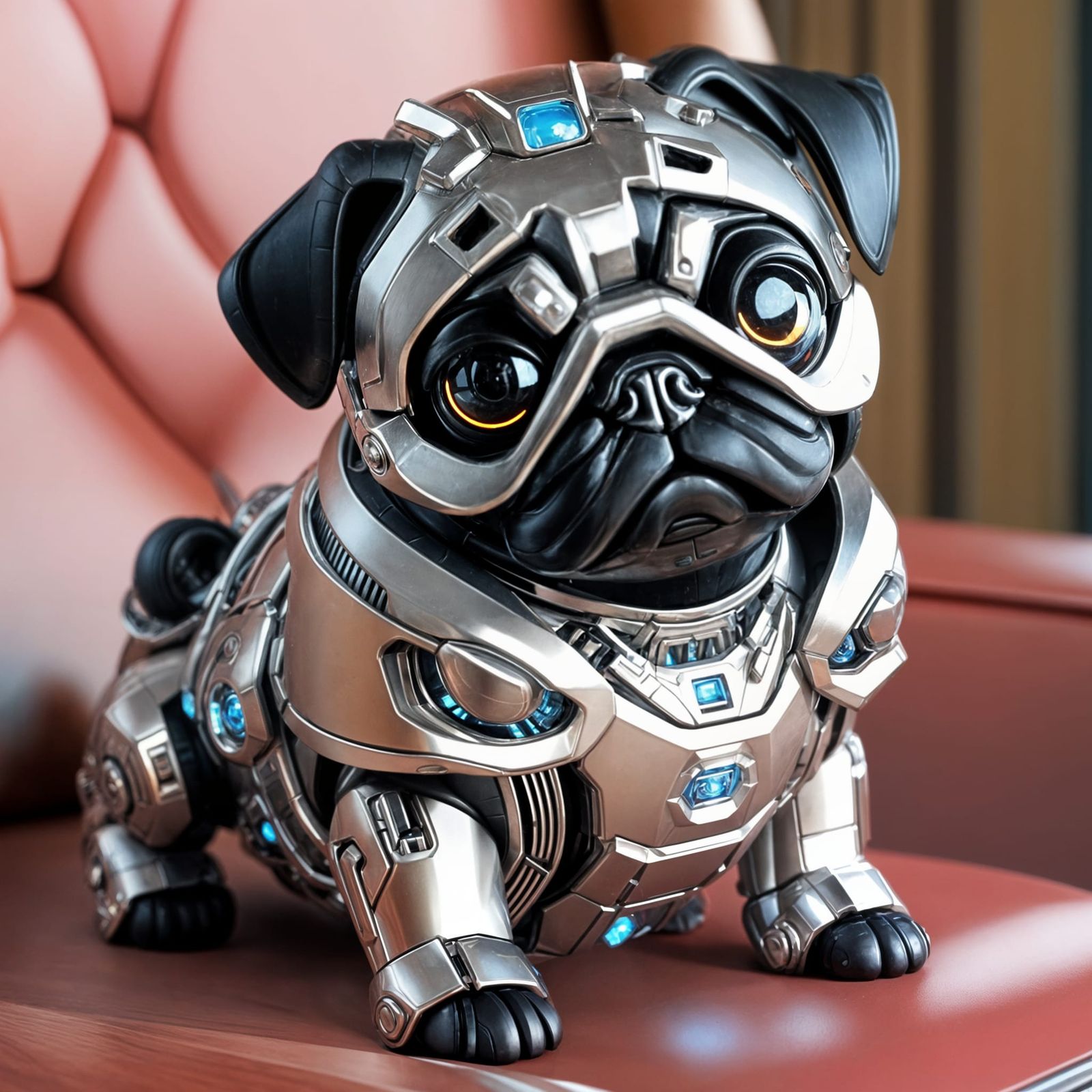 Futuristic Mecha Pug in Sci-Fi Setting