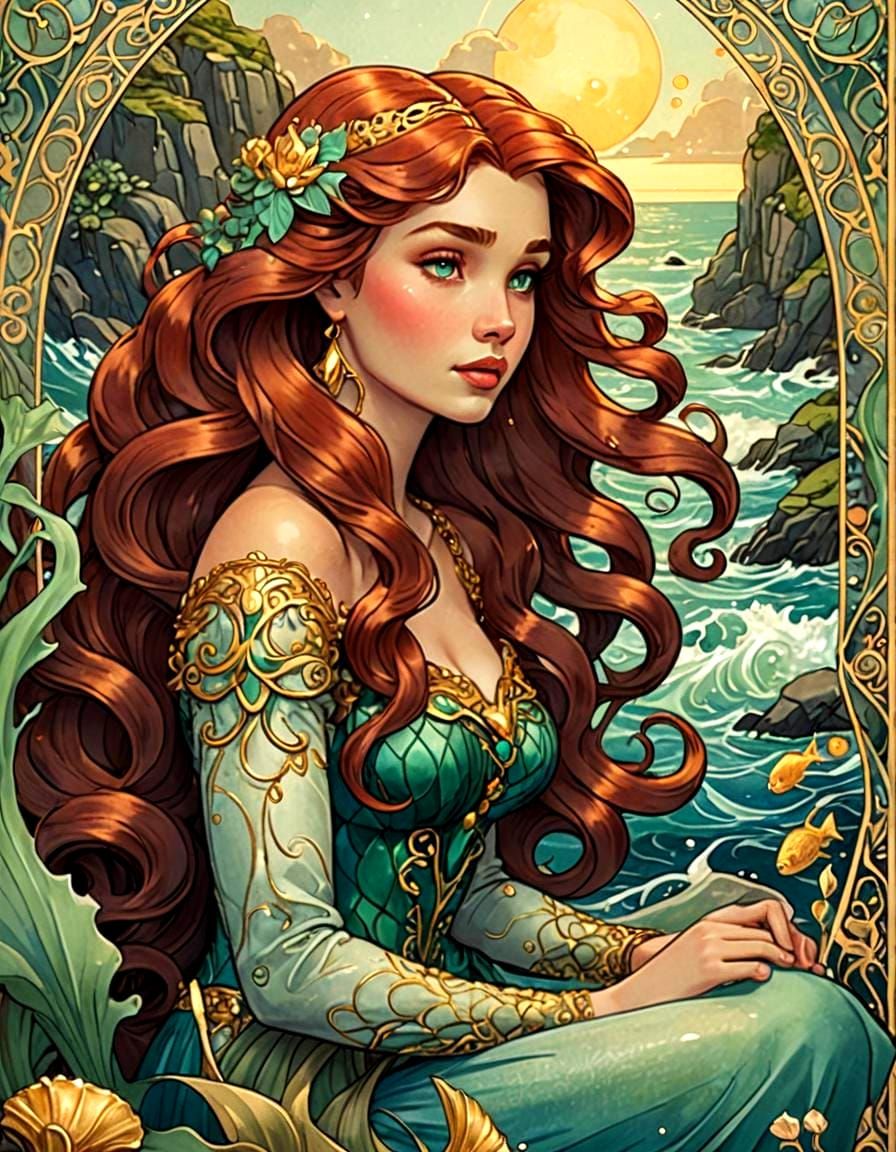Ariel as Art Nouveau Tarot Card