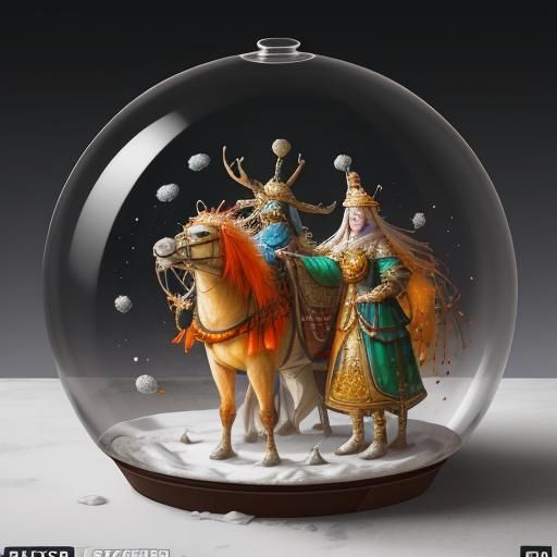 Earth Snow Globe in Gobi Desert Winter Wonderland