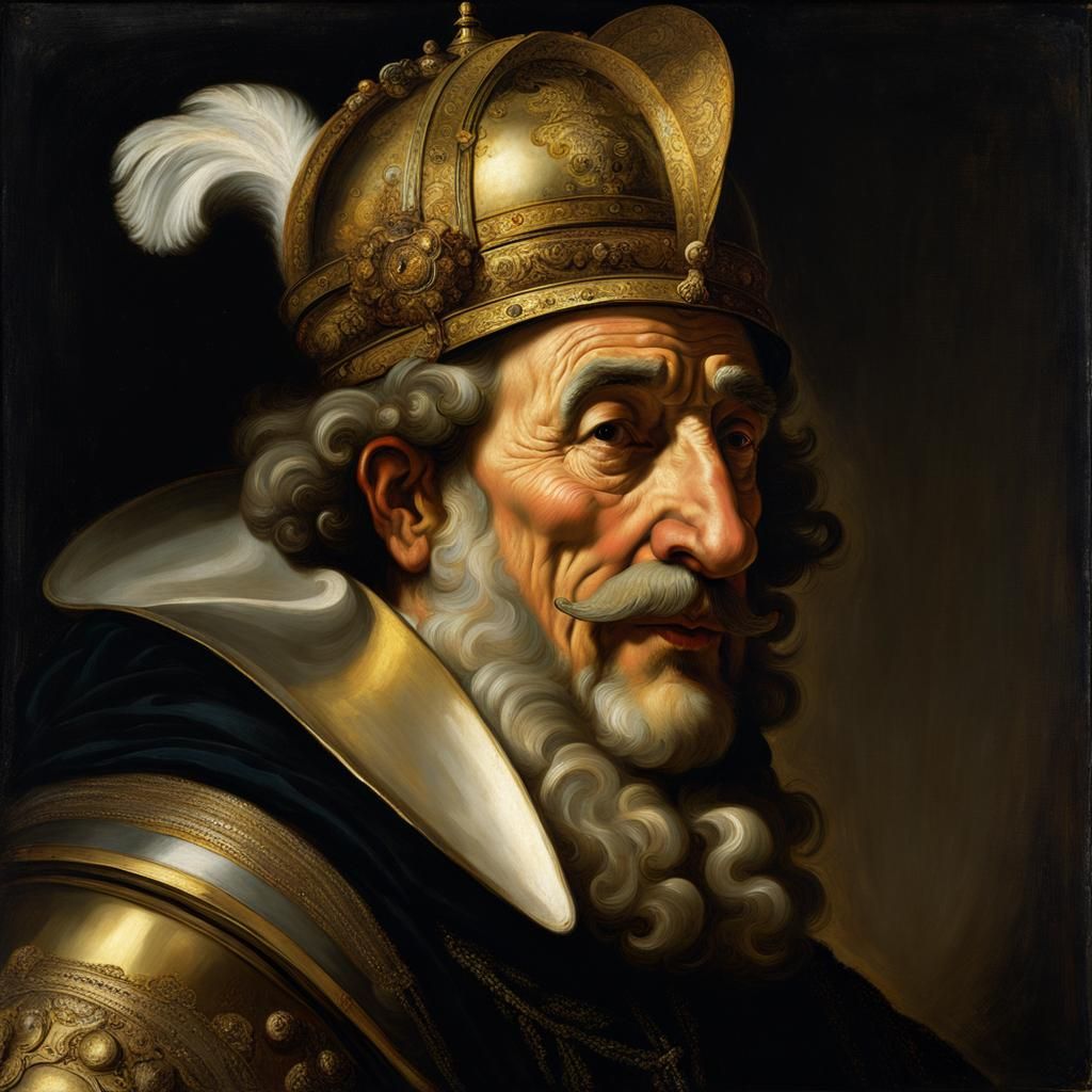 Man with Golden Helmet in Baroque Style