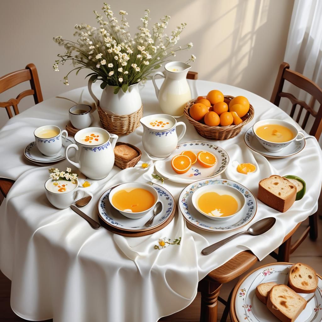 Whimsical Fantasy Breakfast Scene in Digital Art