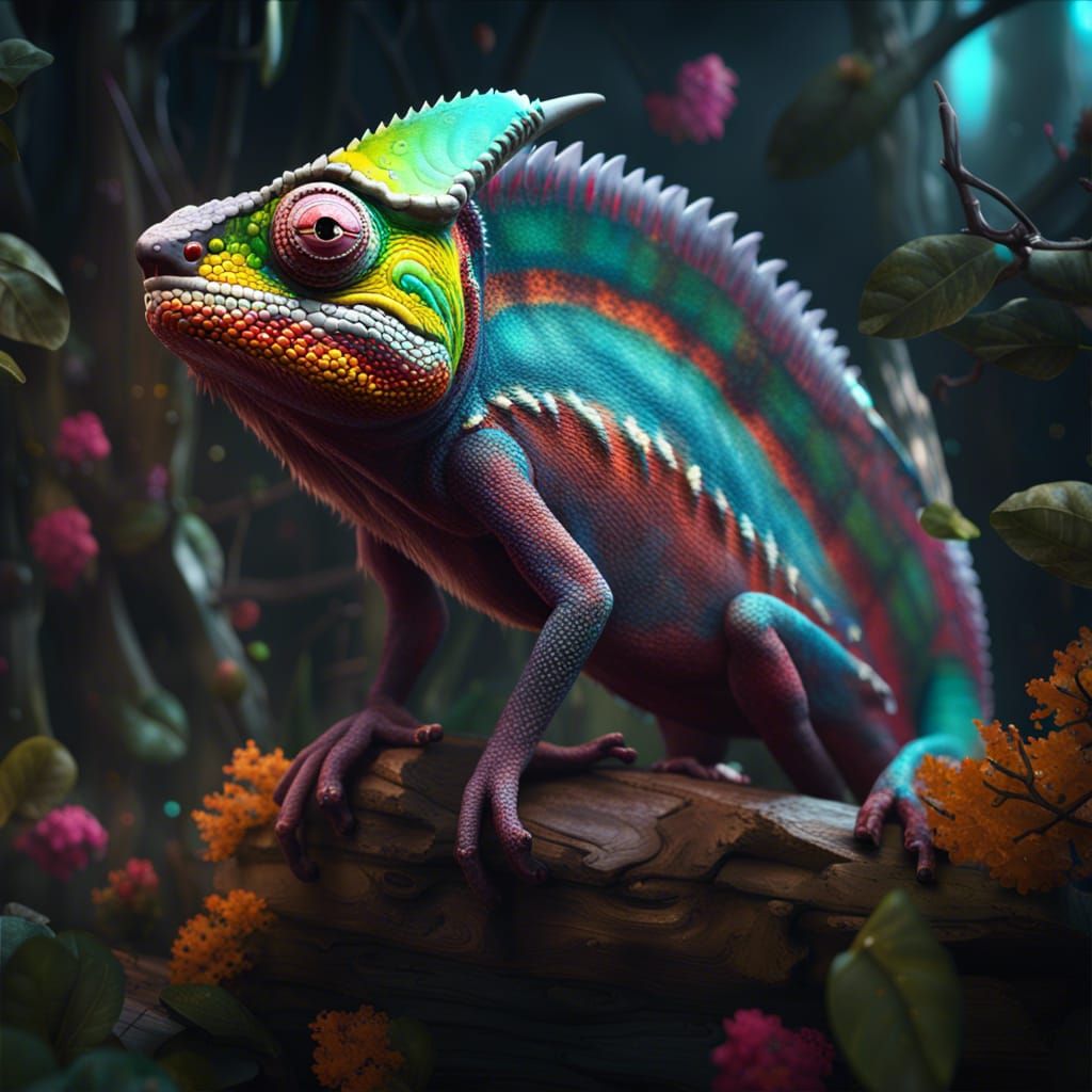 Realistic Chameleon Detailed Matte Painting in 8K