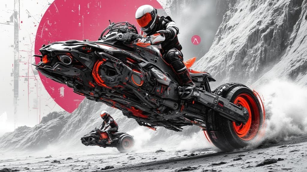 Ghost Rider's Cyberpunk Hover Bike Poster