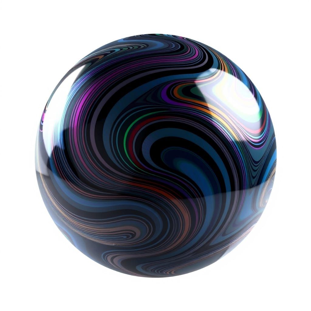 Psychedelic Geodesic Sphere in Iridescent Stripes