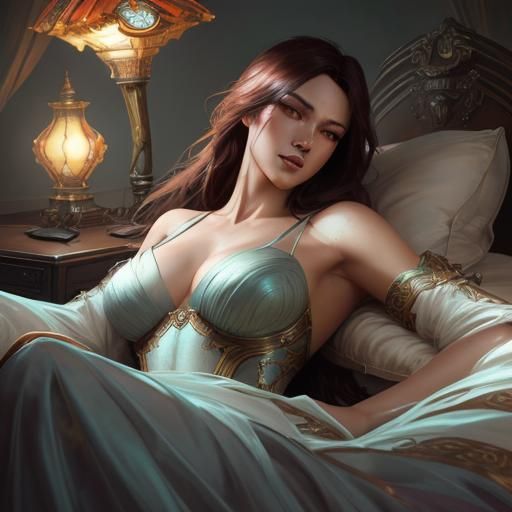 Sensual Woman Portrait in Hyperdetailed Style