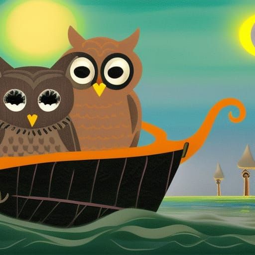Owl and Pussycat's Moonlit Voyage