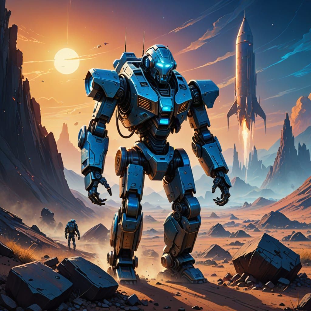 Robot Explorer on Alien Planet Concept Art
