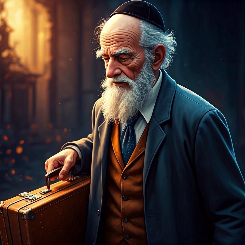 Hasidic Jew with Suitcases: 3D Anime Art