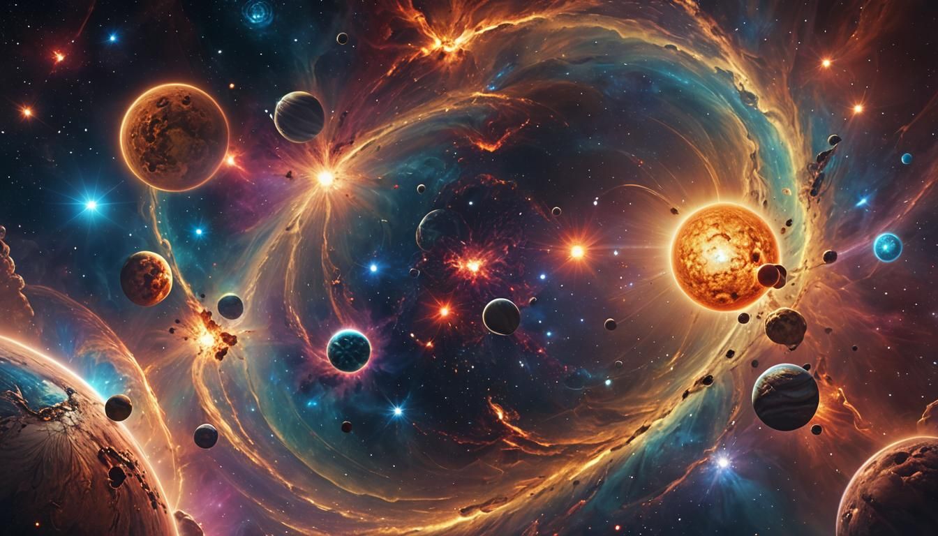 Nebula Solar System in Surreal Digital Painting