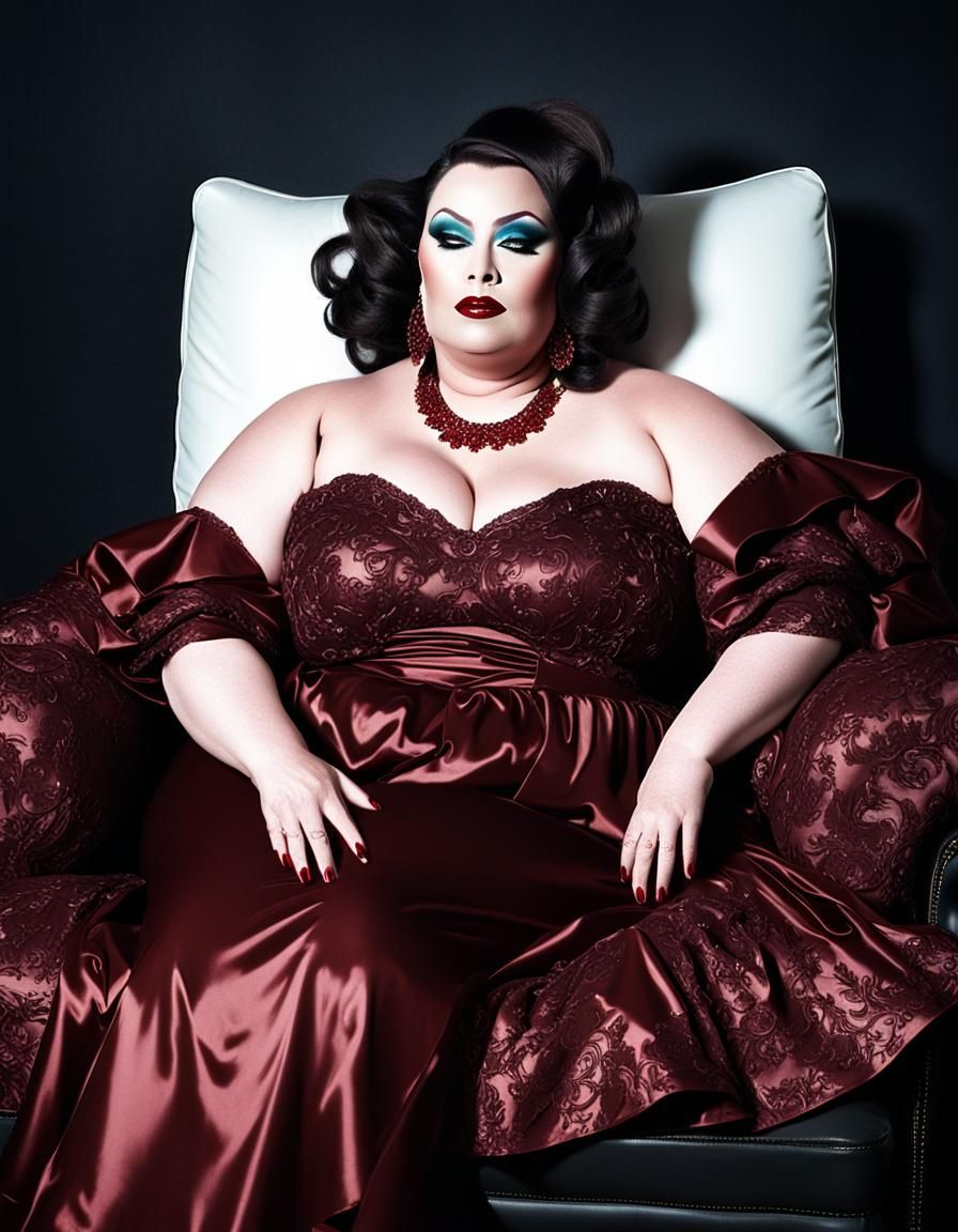 Lounging on Chaises Lounge Settees BBW Obese Femme Sissy Cro...