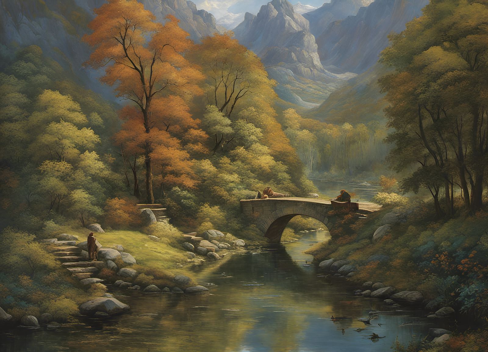 Surreal Landscape: Bridge at Dawn in 8k