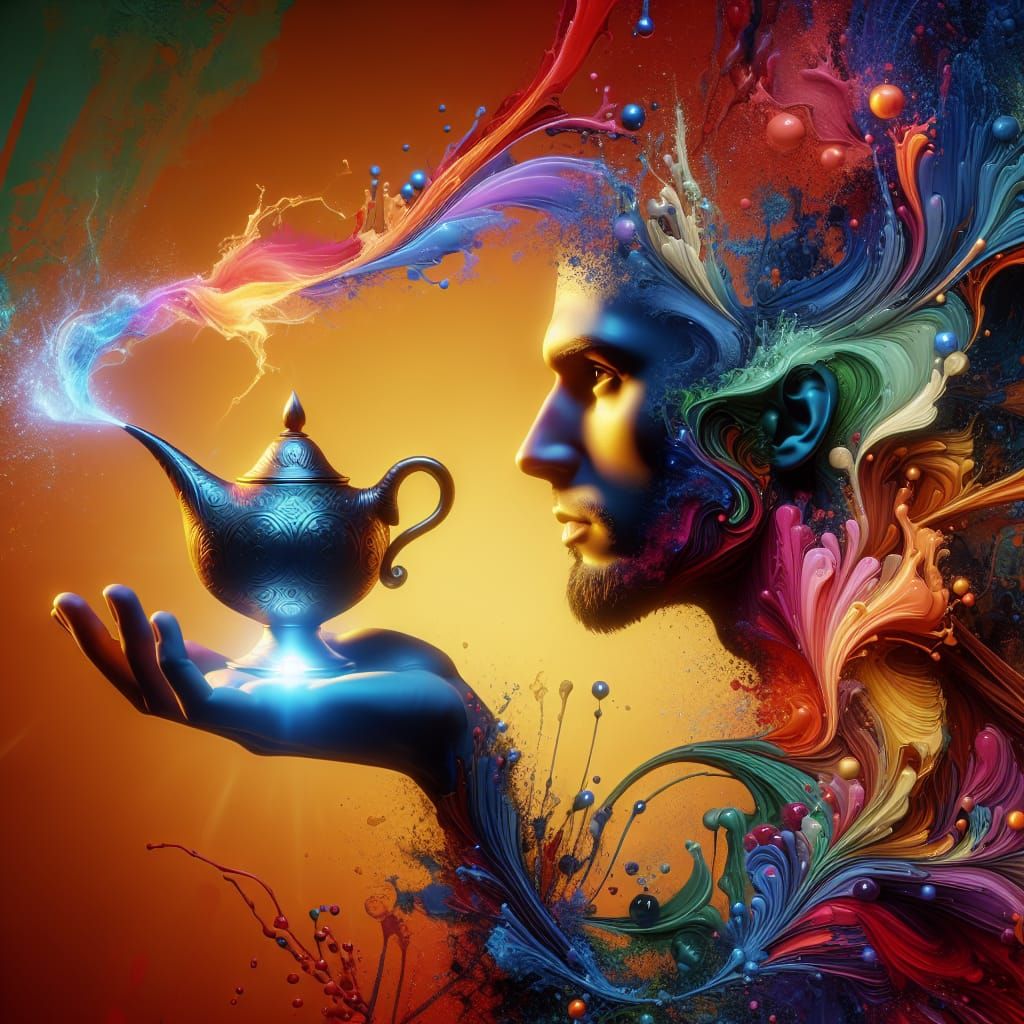 AI's Granted Wish: Hyperrealistic Splash Art