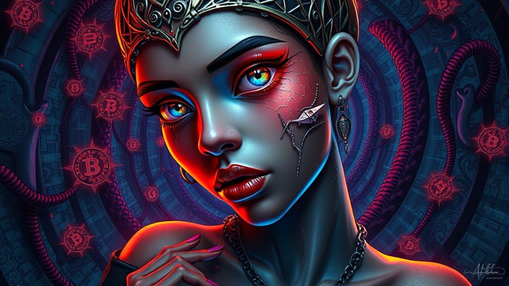 Cyberpunk Goddess of Bitcoin