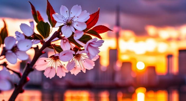 Elegant Cherry Blossoms at Sunset
