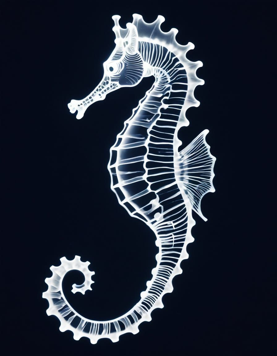 Enchanted Seahorse in Ethereal Light Tendrils