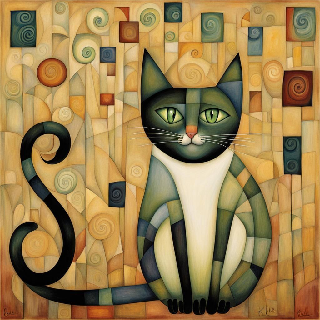 Whimsical Cat Inspired by Expressionism and Abstraction
