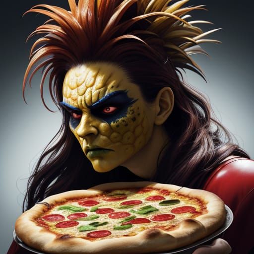 Angry Pizza Couple: Hyperrealistic Oil Painting Portrait